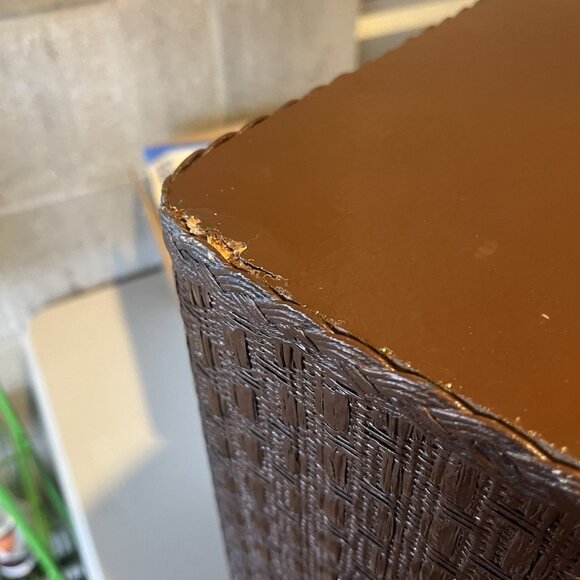 VTG 70s Brown Faux Wicker Wall Trinket Shelf Two Tier Hanging Mid Century Boho - Picture 13 of 13